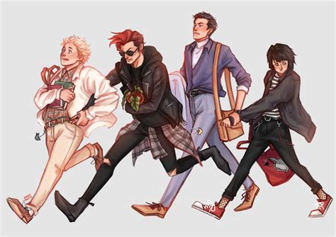 NaNaNa On Twitter GoodOmens Uni AU They Re Late For Class Drawing Fanart Good Omens