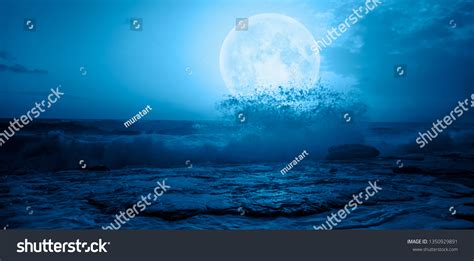 Night Sky Full Moon Clouds Elements Stock Photo 1350929891 Shutterstock