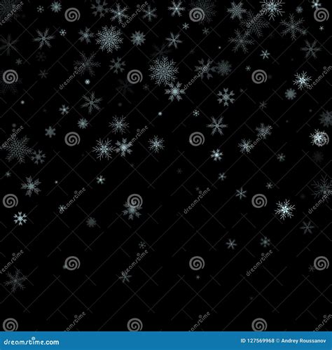 Christmas Falling Snow Vector Isolated On Dark Background Snowflake