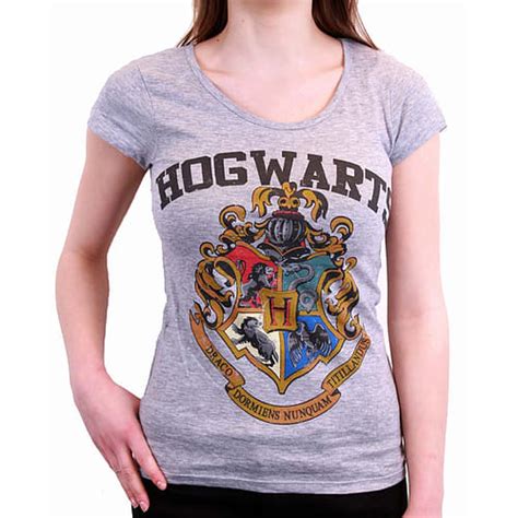 Buy Harry Potter T Shirt Womens Hogwarts Emblem New Official Grey