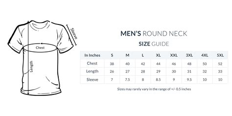Size Chart For T Shirts