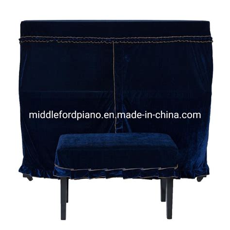 Royal Blue Velvet Upright Piano Dust Cover Set China Piano Dust Cover