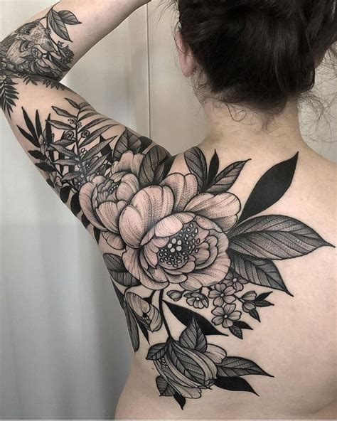 floral blackwork black flowers tattoo tattoos beautiful flower tattoos