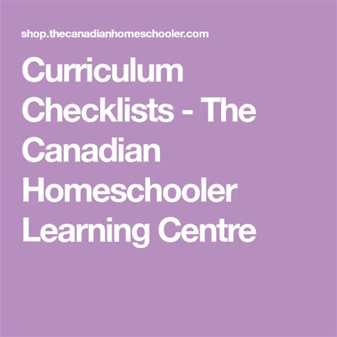 To learn more about the work and focus of the center for curriculum redesign, please visit our. Curriculum Checklists - The Canadian Homeschooler Learning ...