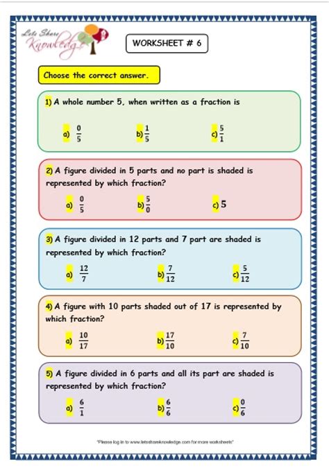 grade  maths worksheets  fraction word problems lets share