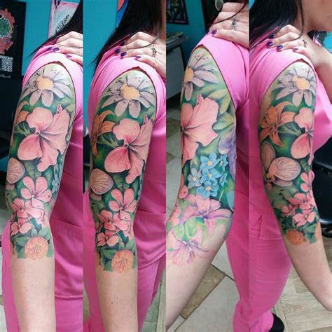 23 Flower Sleeve Tattoo Designs Ideas Design Trends Premium Psd