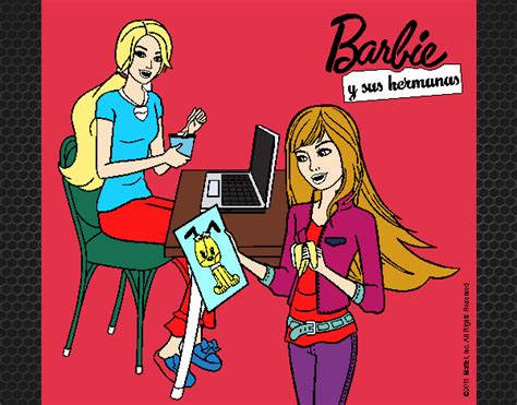 Dibujo De Barbie Y Su Hermana Merendando Pintado Por En Dibujos Net El D A A Las