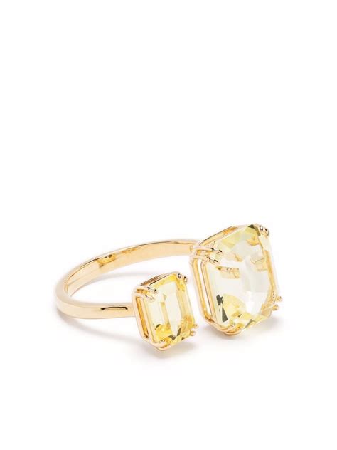 Swarovski Square Cut Crystals Millenia Open Ring In Yellow Modesens