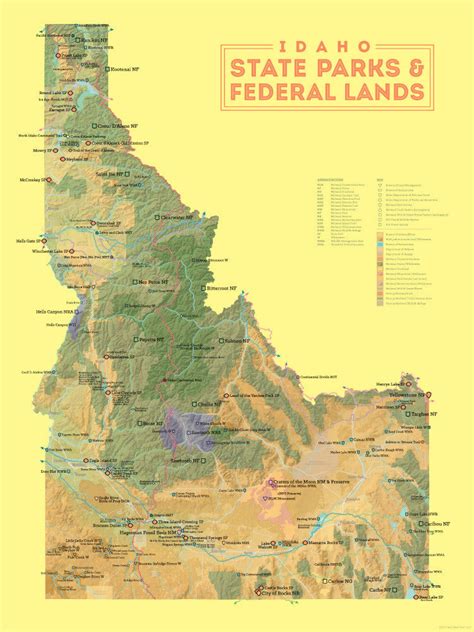 Idaho State Parks And Federal Lands Map 18x24 Poster Best Maps Ever