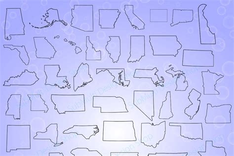 50 United States Map Vector States Outline Map United