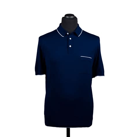 Mesh Cotton Polo Shirt Navy Blue Di Franco Moda Italiana