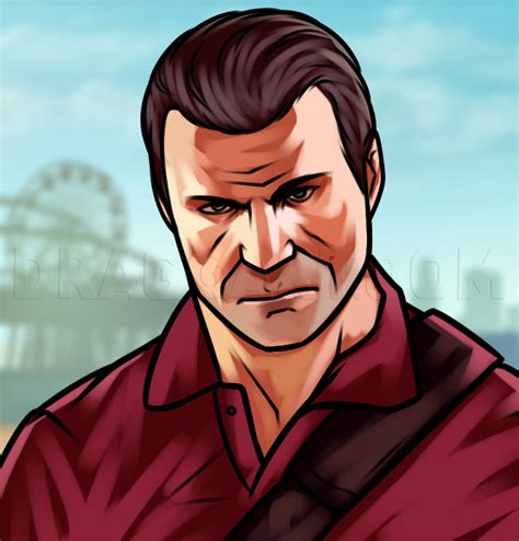 How To Draw Michael From Gta 5 Michael De Santa Step By Step Drawing