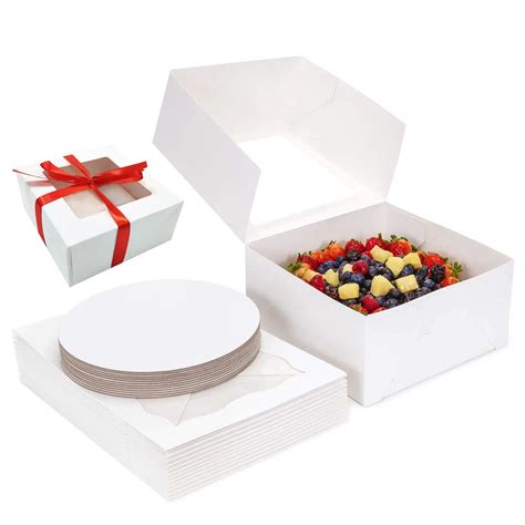 Buy 10 Inch Cake Box With Cake Boards Set 20pcs 10x10x5 Inches Bakery