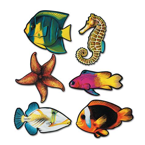 Club Pack Of 72 Yellow And Blue Under The Sea Tropical Fish Cutout Luau