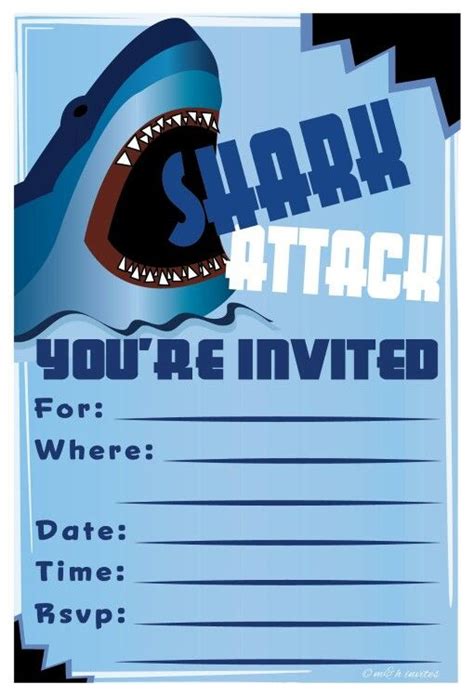Invitation Template Shark Birthday Party Invitation Shark Birthday