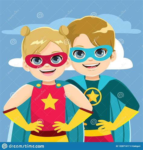 Super Hero Siblings Stock Vector Illustration Of Action 132871417
