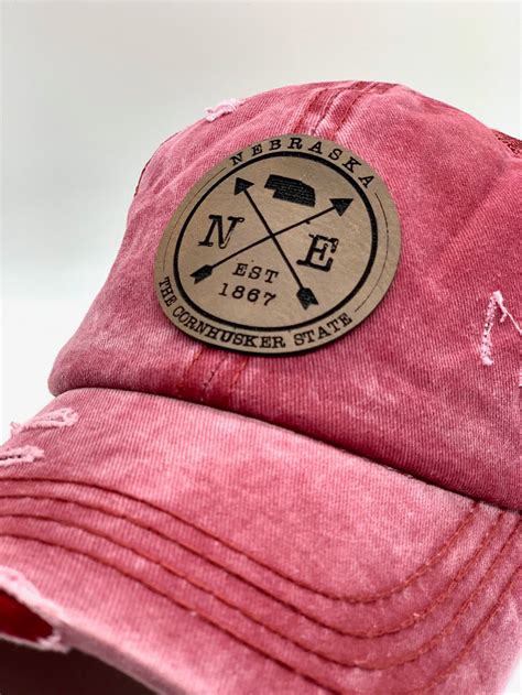 Nebraska Round Leather Patch Hat Nebraska Ladies Hat Etsy