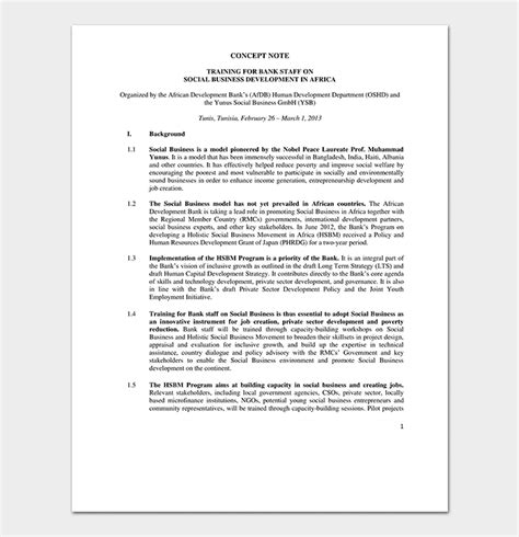 Concept paper in relation to the development of the global business plan to accelerate progress towards mdg 4 and 5. Concept Note Template - 22+ For (Word & PDF Format)