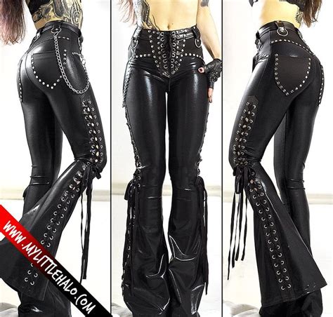 super high waisted black flared pants with lace up sidesmade with black metallic spandex with