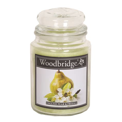 English Pear And Freesia Woodbridge Large Scented Candle Jar