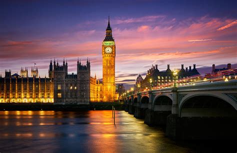 Big Ben Palace Of Westminster At Sunset With Thames River In London