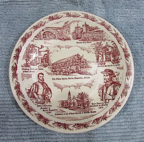St Augustine Fl Florida Vernon Kilns Pottery Vintage 10 State Plate