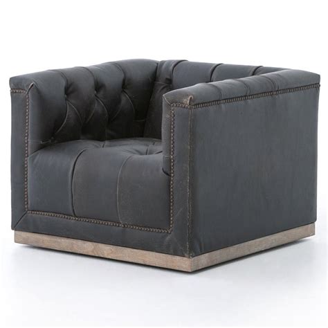 Shop world market for affordable accent chairs, armchairs, and living room chairs from around the world. Emmy Rustic Lodge Black Leather Tufted Cube Swivel Club Chair