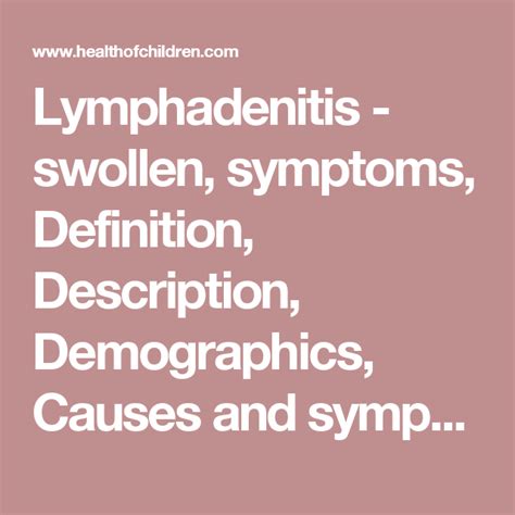 Lymphadenitis Swollen Symptoms Definition Description