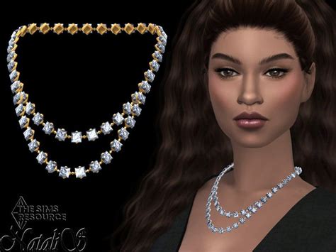 Natalis Princess Cut Crystal Double Necklace Double Necklace Sims 4