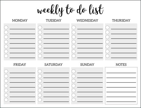 》free Printable Weekly To Do List Template