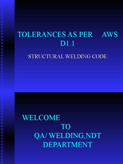 Tolerances As Per Aws D11 Structural Welding Code Pdf