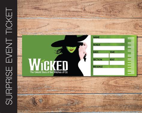 Printable Wicked Broadway Surprise Ticket Editable Musical Etsy