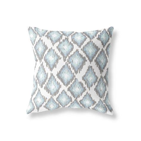 Blue Gray Ikat Throw Pillow Geometric Decorative Pillow Housewarming
