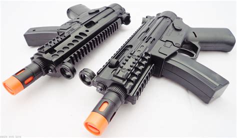 2x Toy Machine Guns Military Mp5 Gun With Flashing Lights And Sound Fx