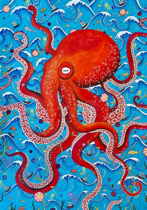 Giclée Print Of Psychedelic Octopus Painting Etsy
