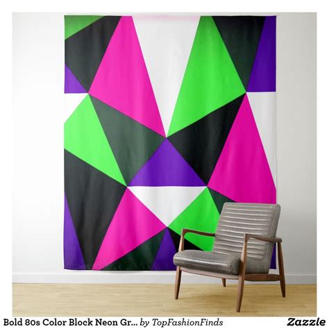 Bold 80s Color Block Neon Green Pink Purple Tapestry Neon Colors Bold