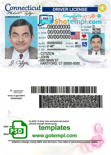 Usa Connecticut Driving License Template In Psd Format