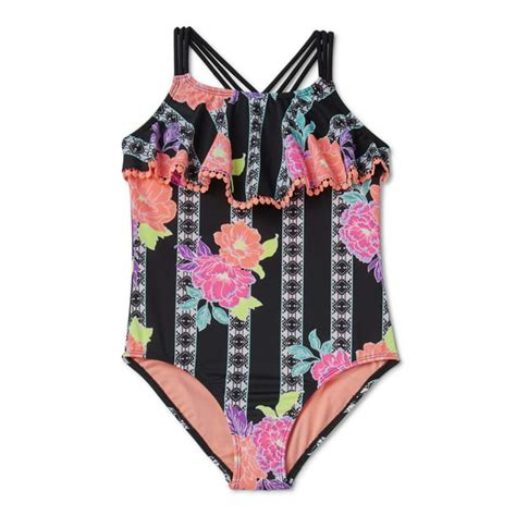 Wonder Nation Girls 4 18 And Plus Printed Flounce Front One Piece
