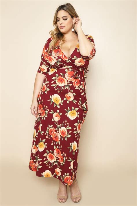 A Romantic Plus Size Maxi Dress Featuring A Vibrant Floral Print