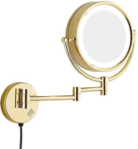 kongzir wall mounted makeup mirror gold led 8 inch double sided makeup mirror wall