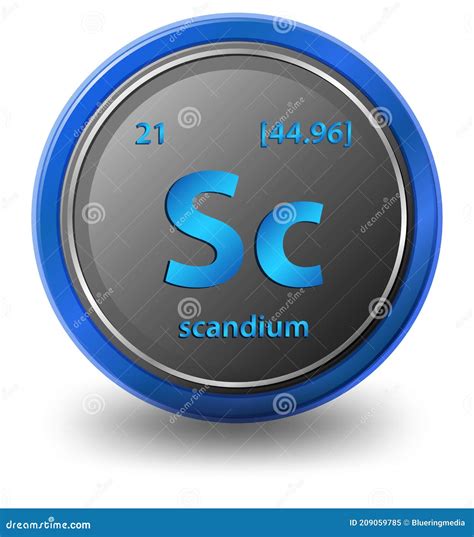 Scandium Chemical Element Chemical Symbol With Atomic Number And Atomic Mass Stock Vector