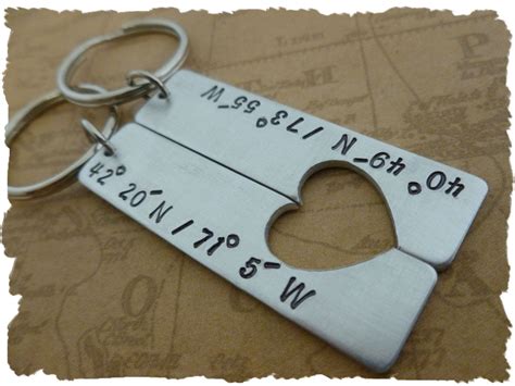 Personalized long distance relationship gifts. Custom Coordinates Keychains Long distance Love ...