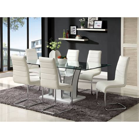 Furniture of America Florencine 7-Piece Glass Top Dining ...