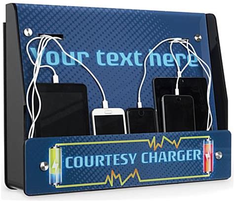 Wall Mount Mobile Charging Station Custom Text Option
