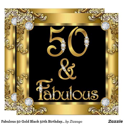 Fabulous 50 Gold Black 50th Birthday Party Card Fabulous 50 Birthday