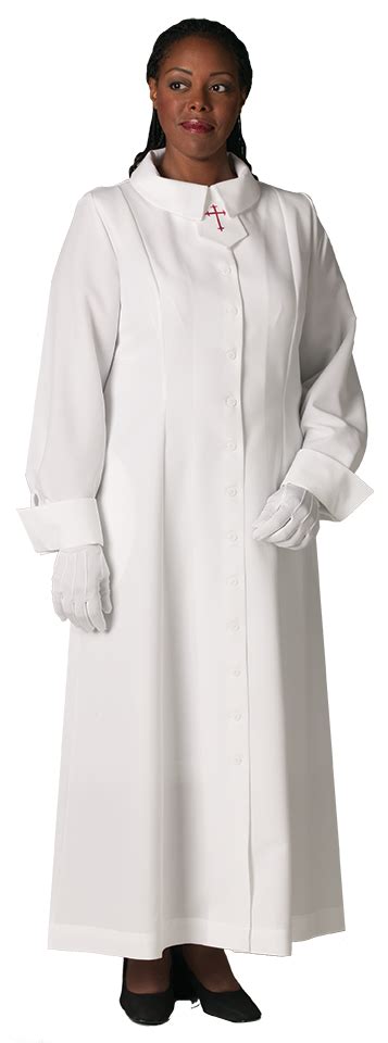 Womens White Church Dress With Red Latin Cross Clergy Apparel