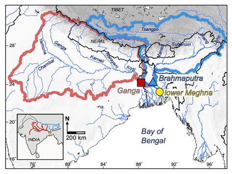 Vector Map Combined Catchment Areas Ganges Brahmaputra