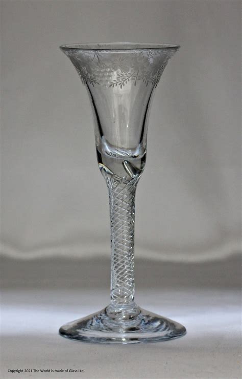 engraved georgian multi spiral air twist wine glass 18th century glass