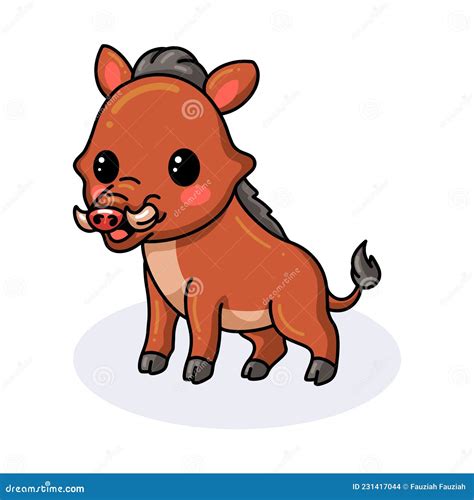 Cute Little Wild Boar Cartoon Stock Vector Illustration Of Brown