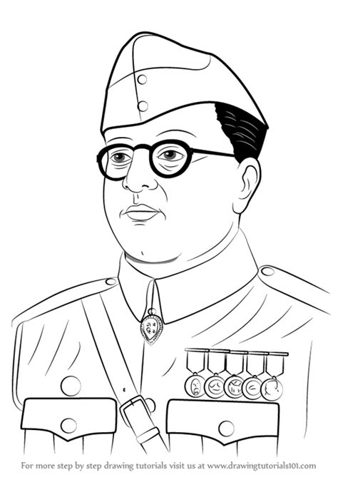 Step By Step How To Draw Subhash Chandra Bose